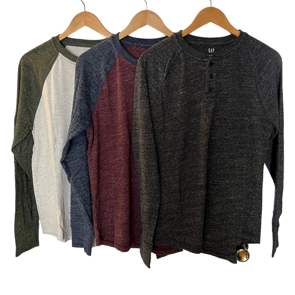 Bundle of 3 Gap Long Sleeve Henley Shirts
